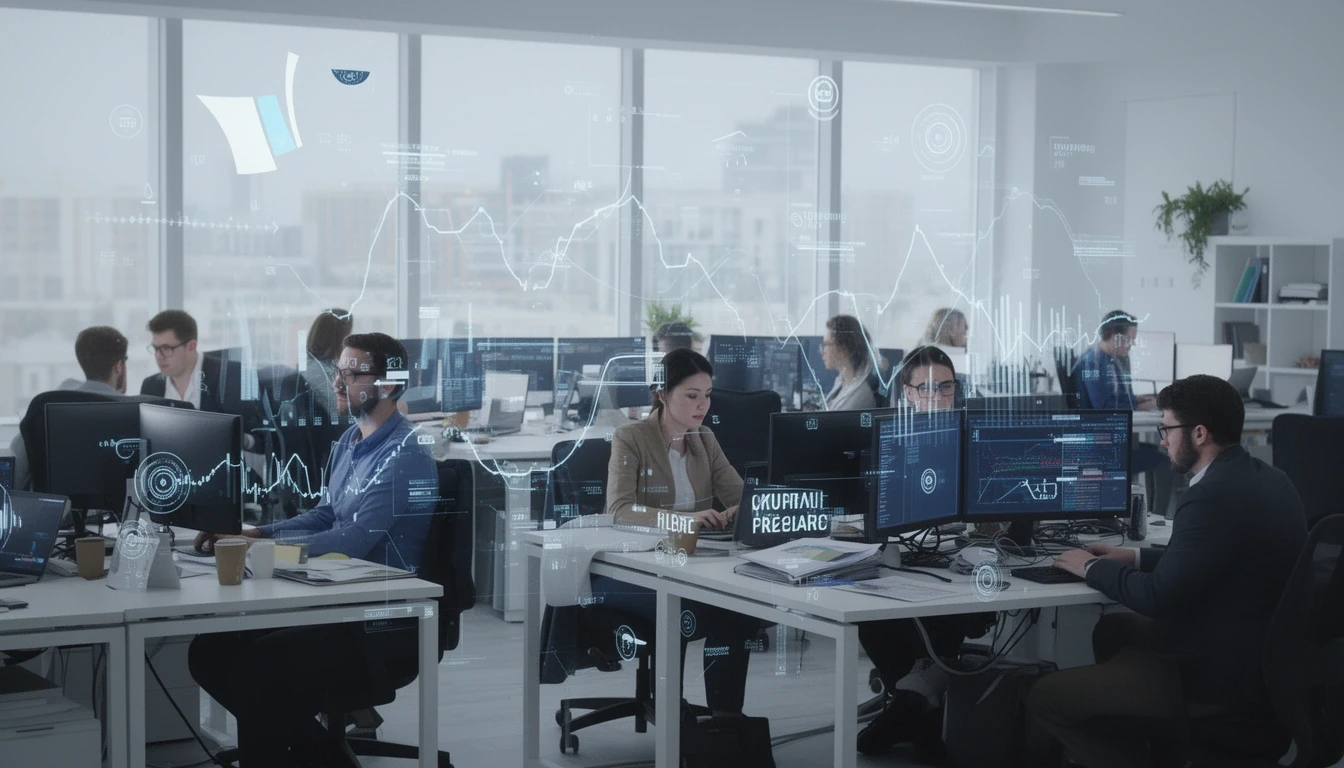 Écran affichant des données de marché iGaming avec courbes de croissance sur fond de bureau de travail